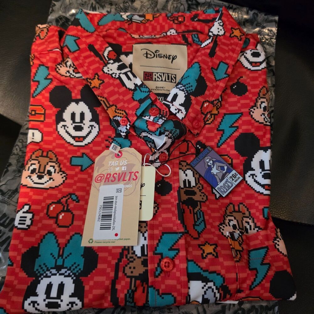RSVLTS 2XL Mens Disney Pixel Mickey (Watermelon) Fan Expo Dallas Exclusive NWT
